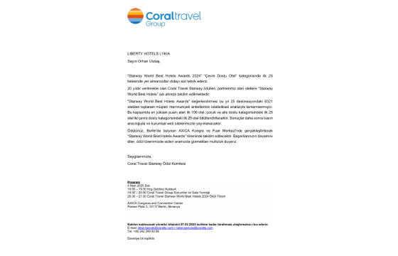 Liberty Oduller Sertifikalar Lykia Cevre Dostu